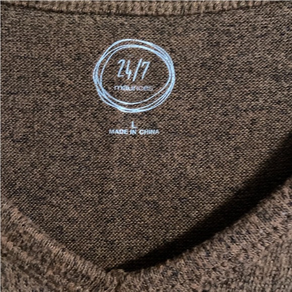 Maurices 24/7 Top Women's Size L Brown Long Sleeve Stretch Rayon Blend - Picture 3 of 8